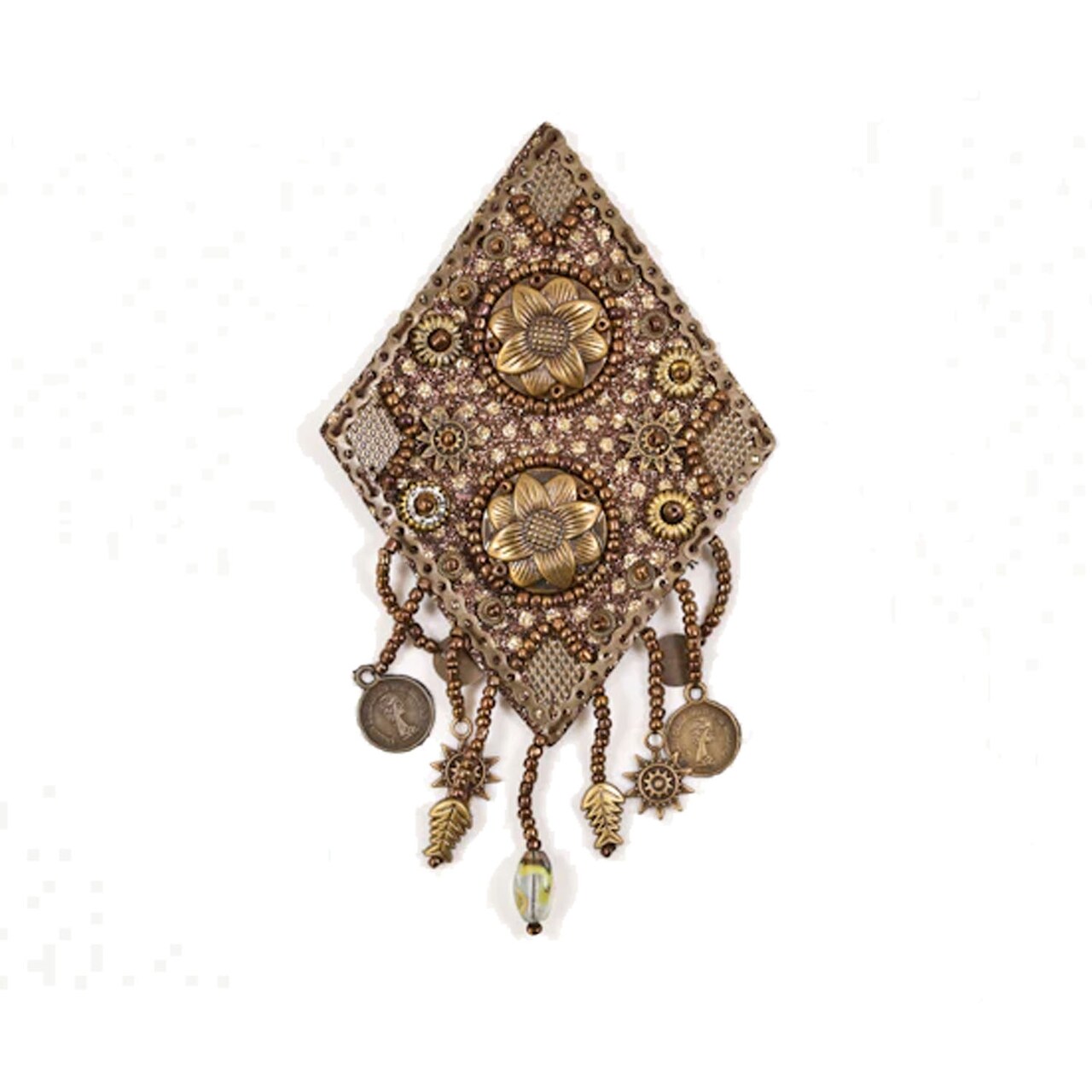 Native Themed Diamond Shaped Embroidered Iron On Patch Applique for Bags and Clothing